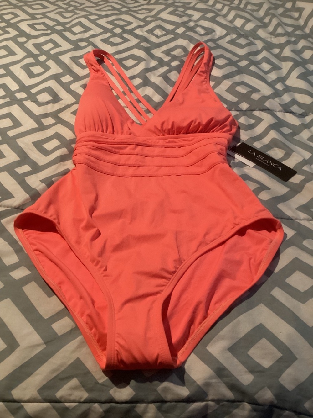 NWT LA BLANCA Island Goddess Multi-Strap Cross-Back One Piece - Size 14